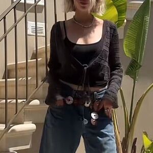 Aerie Crochet Flare Sleeve Tie front Sweater Open Knit Festival Boho Indie XS‎